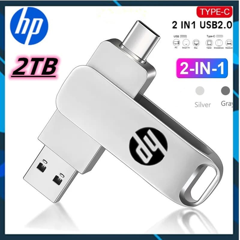 HP 2TB/1TB/512GB/256GB/128GB/64GB/32GB/16GB/8GB OTG USB Pen Drive Metal Tipo-C Android Micro