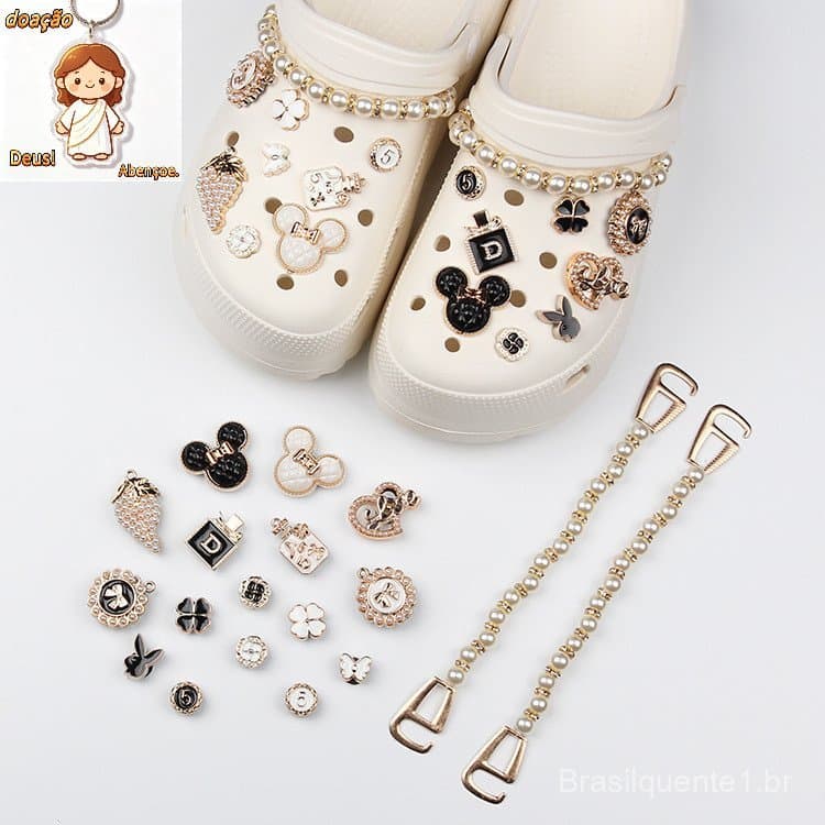 Acessórios para Sapatos Charme Acessórios para Sapatos com Furos Conjunto de Acessórios de Corrente DIY para Sapatos de