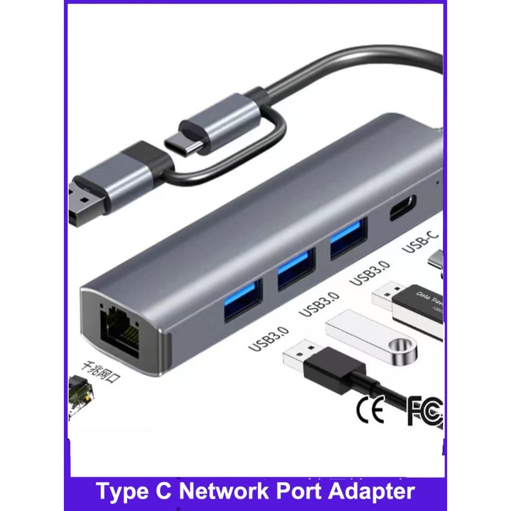 Estação de acoplamento de placa de rede usb tipo-C para Gigabit hub divisor usb adequado para conversão de Notebook Appl