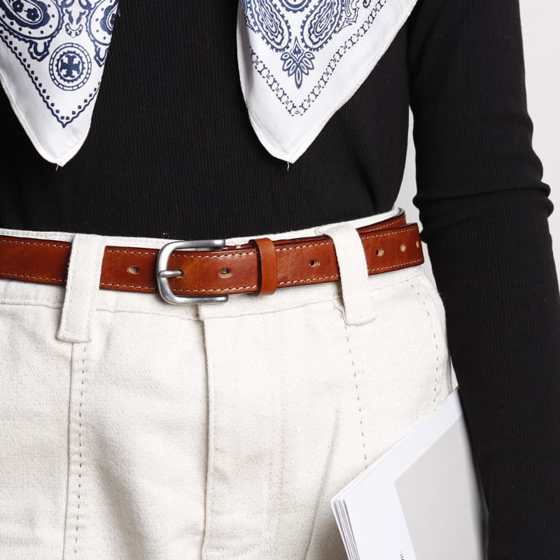 Couro puro pino fivela Retro artesanal cinto de couro genuíno Denim All-Match cinto primeira camada de couro senhoras ca