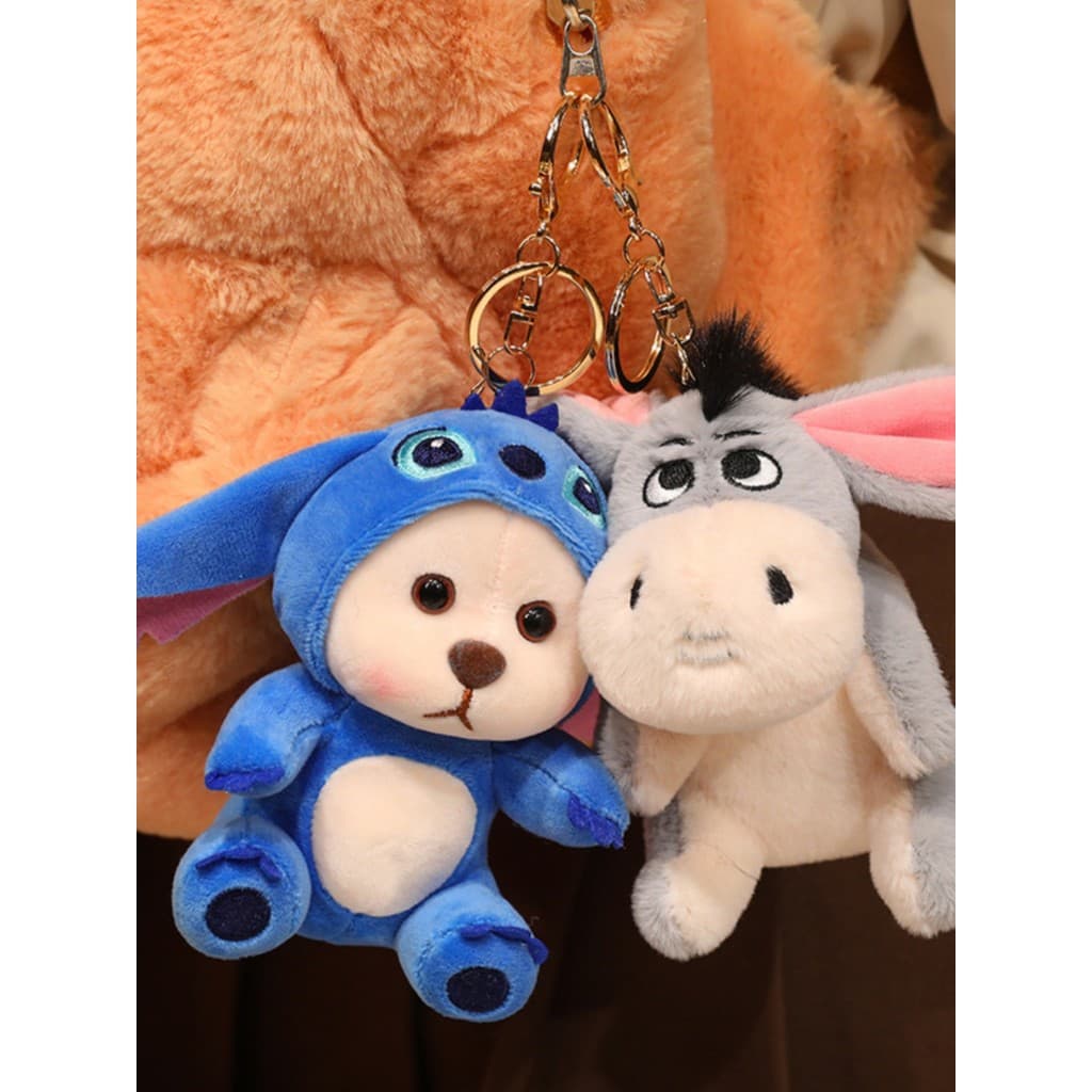 Bonito burro pequeno sapo carro chaveiro pingente ins boneca de pelúcia saco escolar pingente presente
