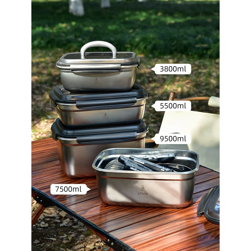 Lthw lthw caixa de armazenamento de utensílios de mesa ao ar livre aço inoxidável acampamento piquenique vegetal lavatór