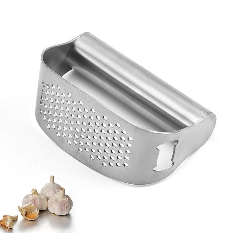 Prensa de alho em aço inoxidável 304, espremedor de alho doméstico com abridor de garrafas, ferramenta de cozinha, ferra
