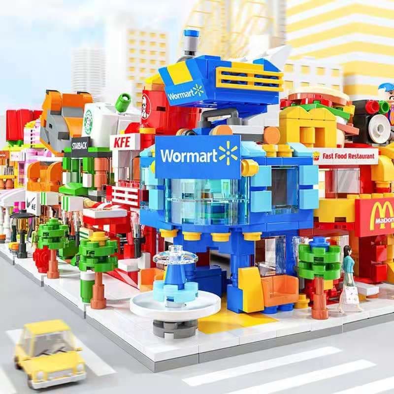 Mini City Street View Blocos De Construção Mcdonod House Brinquedos Educacionais Infantis