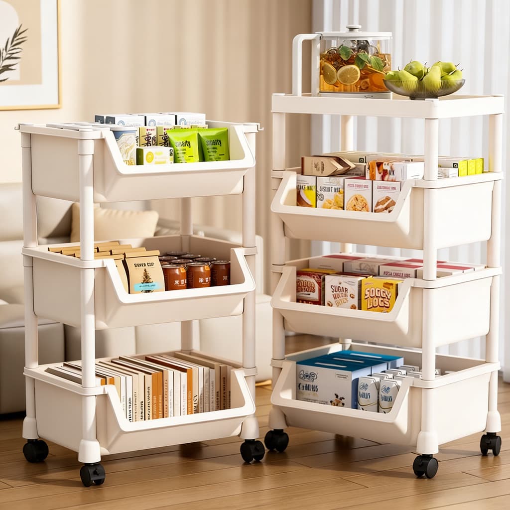 Lanches carrinho rack de chão com rodas removível casa Multi-camada sala de estar quarto dormitório estante rack de arma