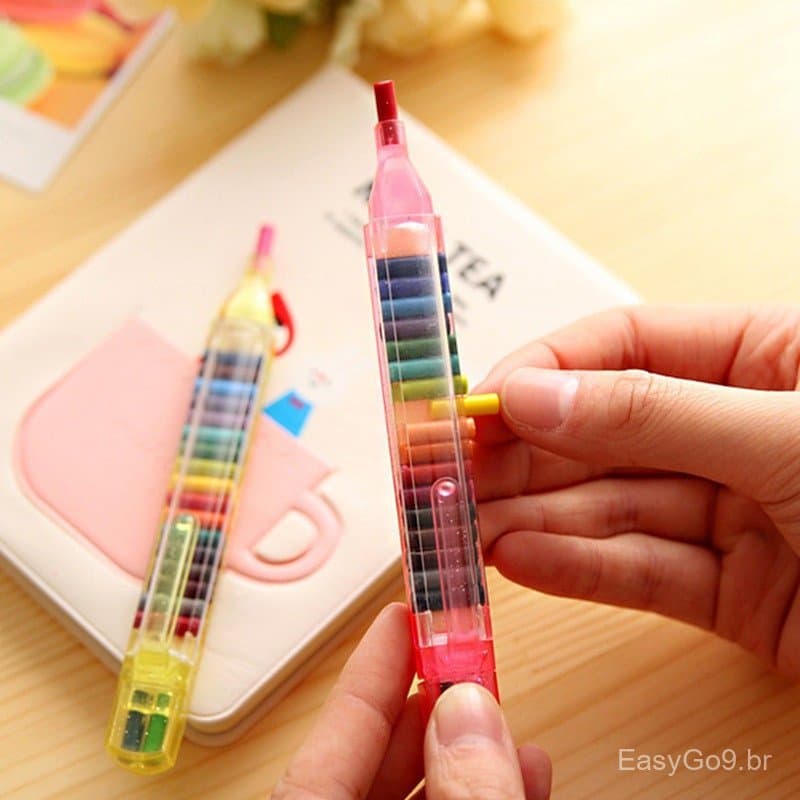 Novos 20 Cores Lápis De Cera Para Estudantes Desenho De Cor Arte Multicolor Kawaii Crianças Suprimentos De Papelaria Esc