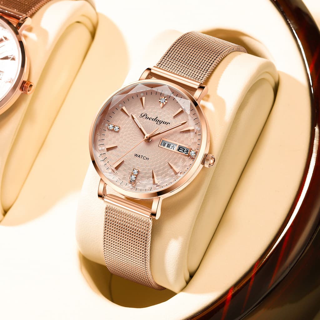 Totalmente automático mecânico novo estilo relógio feminino moda à prova dwaterproof água luminosa duplo calendário senh