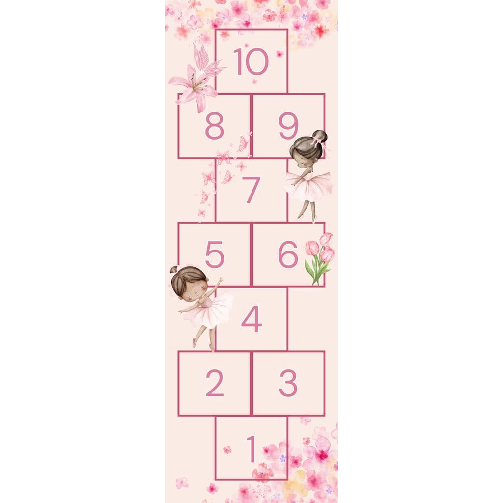 Adesivo de Chao Amarelinha Infantil Quarto Menina Bailarina Bale Dança Rosa Grande 200x70cm
