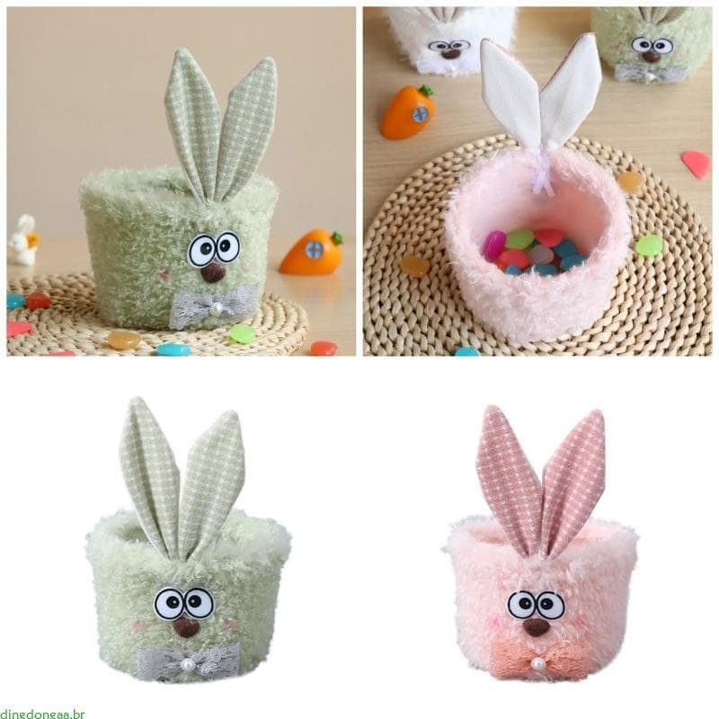 dingdongaa Decorações Páscoa Coelhinhos Da Cesta Balde