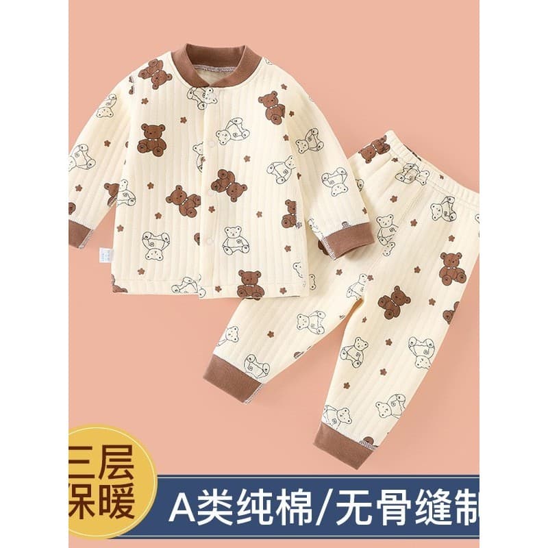 Bebê recém-nascido conjunto de roupa interior térmica outono inverno dividir bebê menina classe A puro algodão roupas in