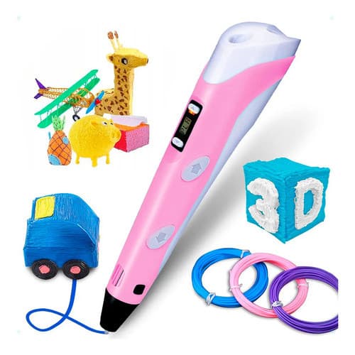 Caneta 3d Impressora Profissional Infantil C/ Filamentos Top Cor Rosa