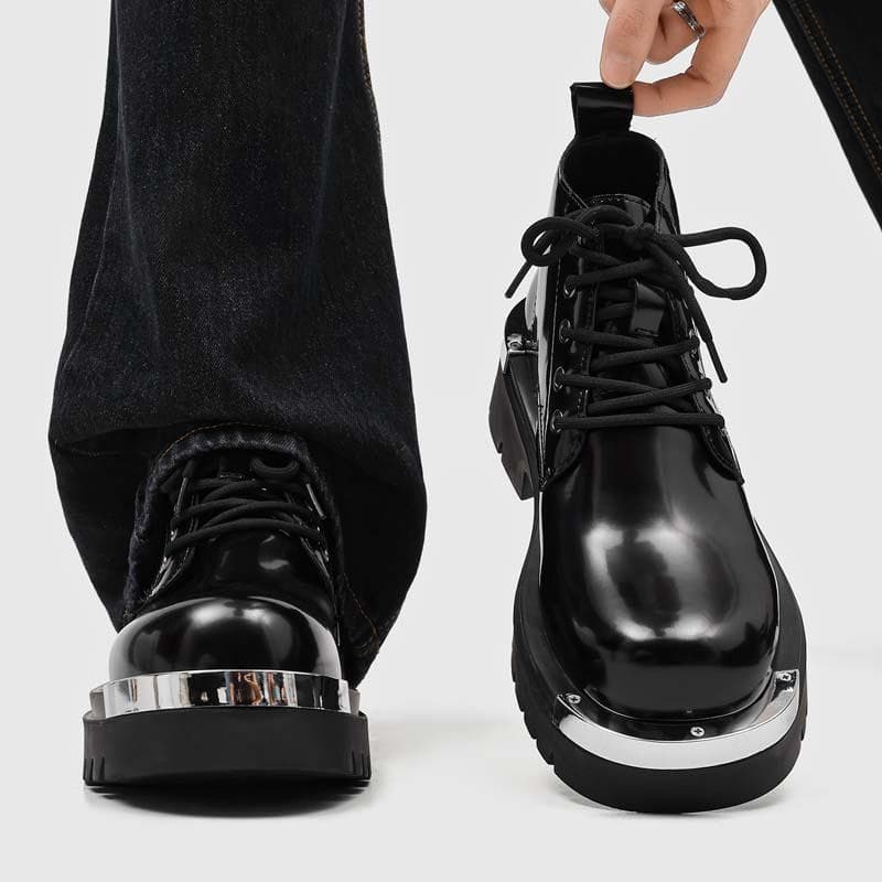 Martin botas masculinas com zíper aumentando 7cm sapatos de couro de alta qualidade 2026 novo estilo botas de couro Mid-