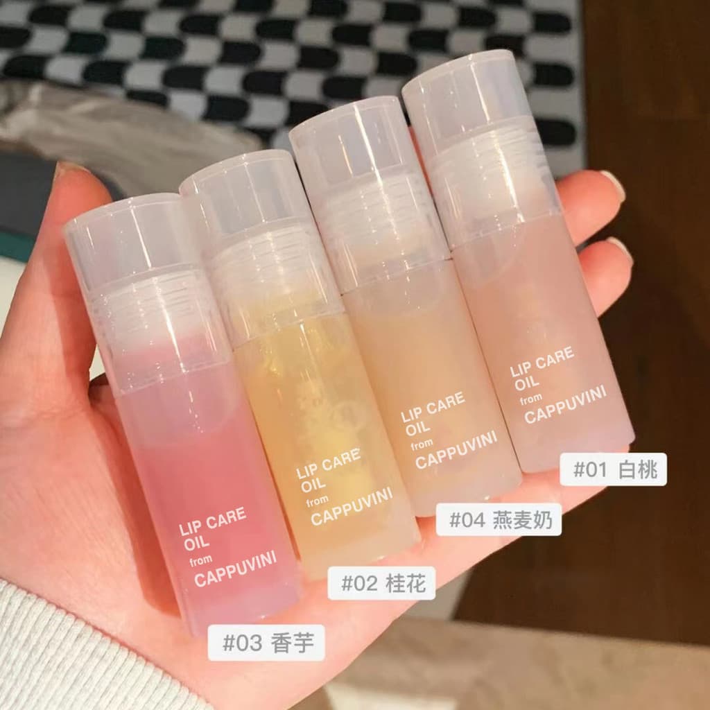 Cappuvini tubo transparente óleo labial hidratante hidratante desbota linhas labiais brilho labial noite cuidados com os