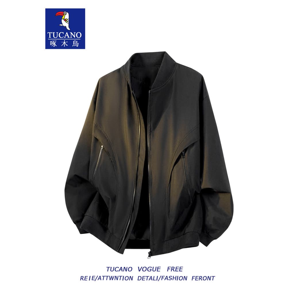 Woodpecker jaqueta Bomber americana masculina primavera outono novo estilo solto gola de beisebol à prova de vento Casua