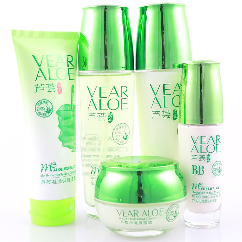 Mushi senhoras hidrogel Aloe Vera cosméticos cuidados com a pele hidratante hidratante conjunto de cinco peças embelezar