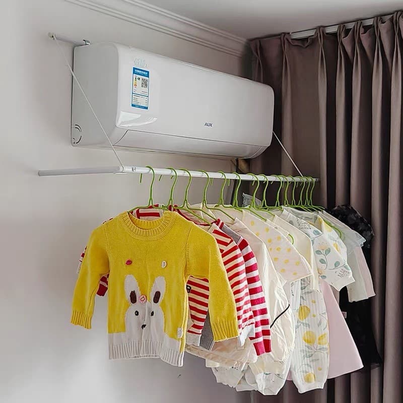 Varal de roupas com ventilação para ar condicionado, em aço inoxidável, sem necessidade de furação, varal de roupas para