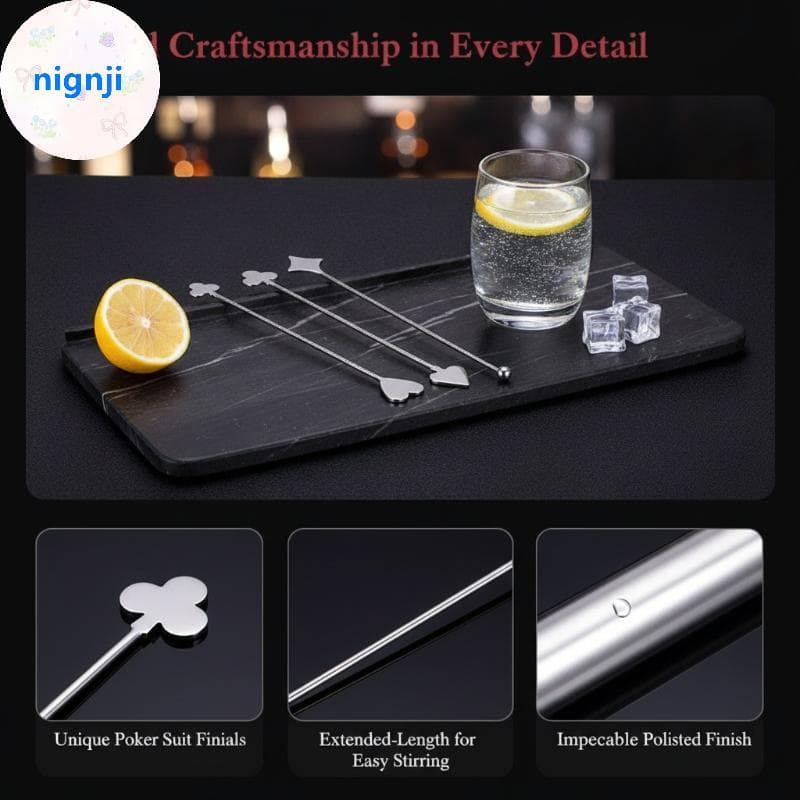 Nignji Colher De Agitação De Cotail De Aço Inoxidável Alça Longa Flor De Ameixa Coração Design À Prova De Ferrugem Para