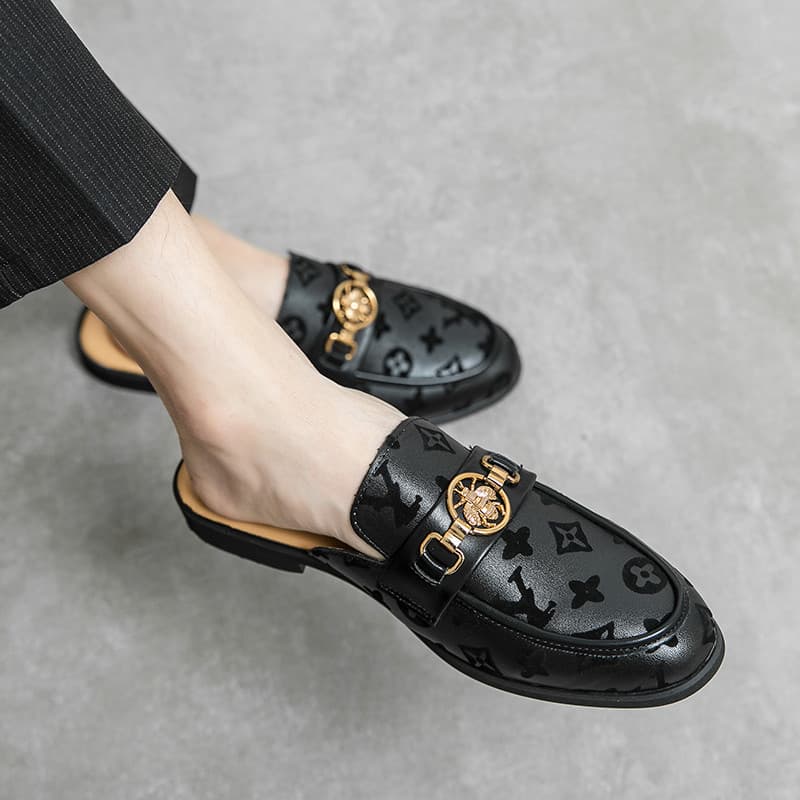 Sapatos de meio suporte masculinos verão Baotou sapatos de encaixe sem salto respirável sandálias casuais chinelos Slip-