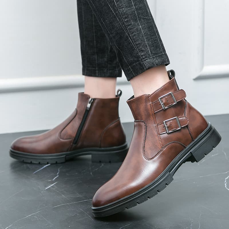 Britânico na moda de alta qualidade Chelsea botas de couro masculino Martin botas palco versão coreana moda botas de cou