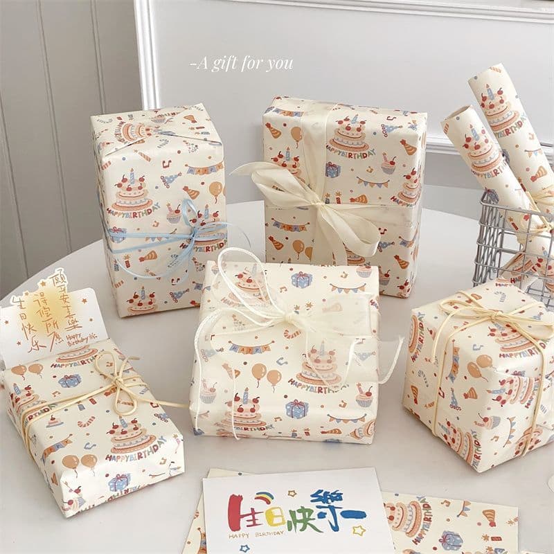 Coreano bonito creme bolo de aniversário papel de embrulho Original dos desenhos animados tamanho grande papel Kraft pre