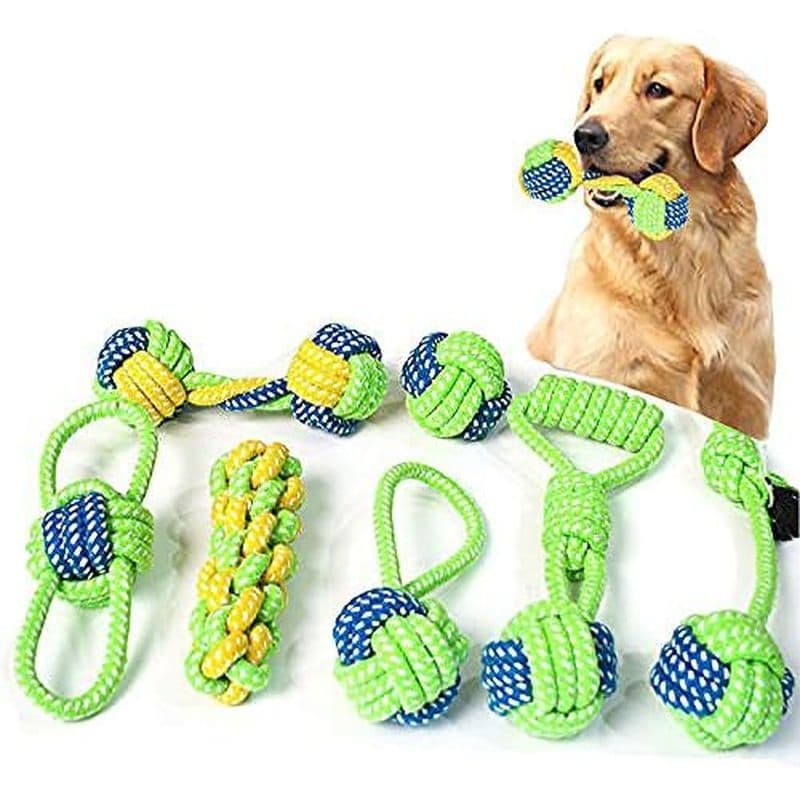 Brinquedos Para Cães Conjunto De Bola De Corda Mastigar Treinamento De Limpeza De Dentes De Filhotes Pequenos E Médios M