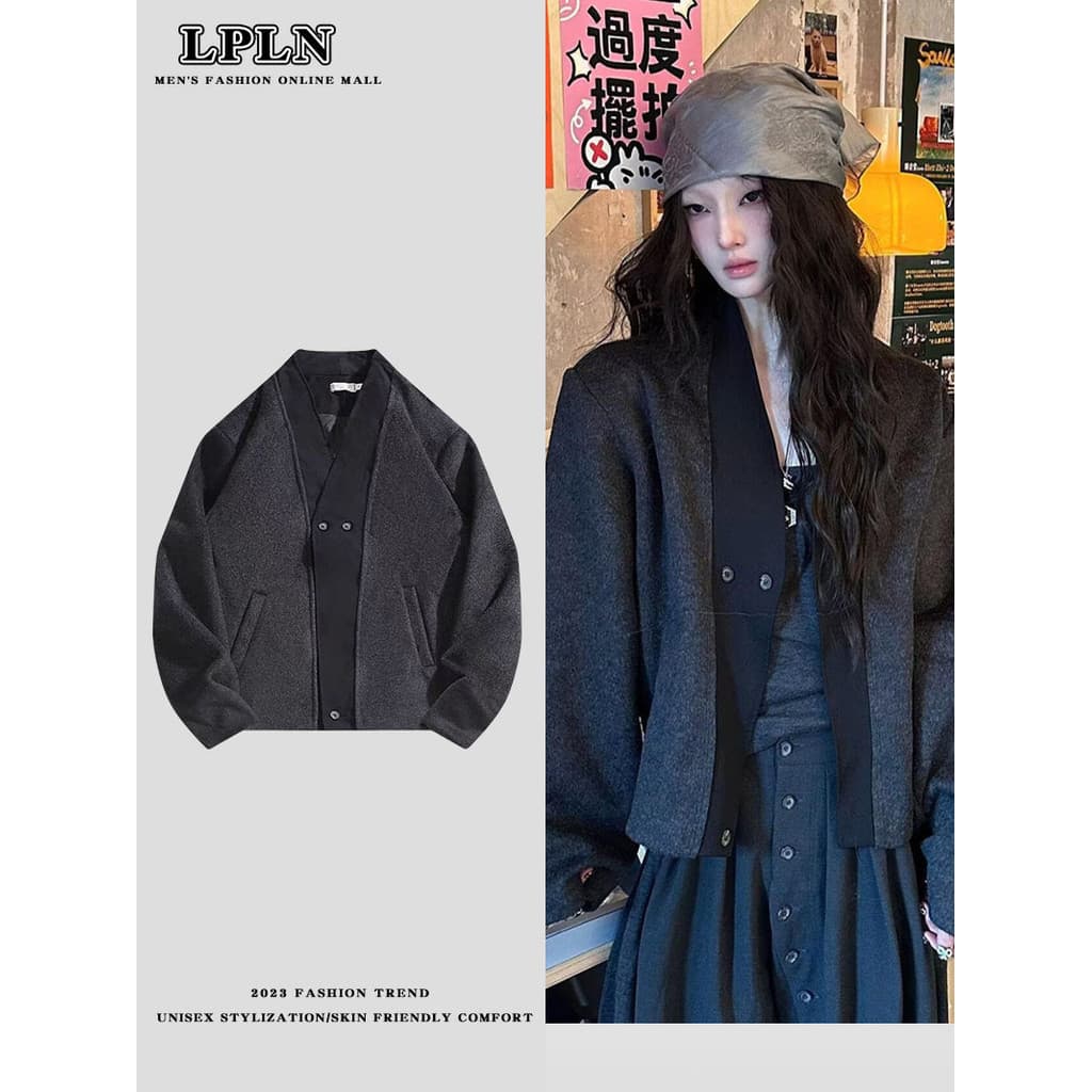 LPLN americano Retro preto duplo botão Cardigan Blazer masculino feminino Design High-End primavera outono novo estilo j