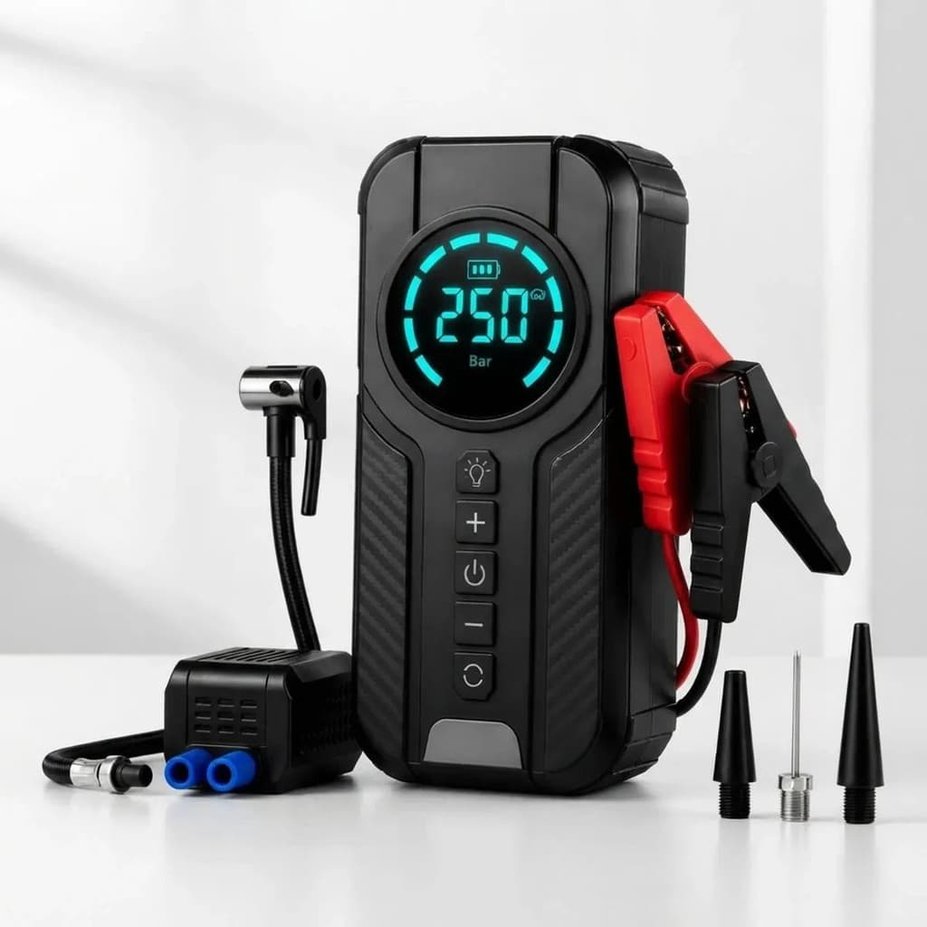 Auxiliar De Partida 12v Carro Moto Compressor Portátil Ar