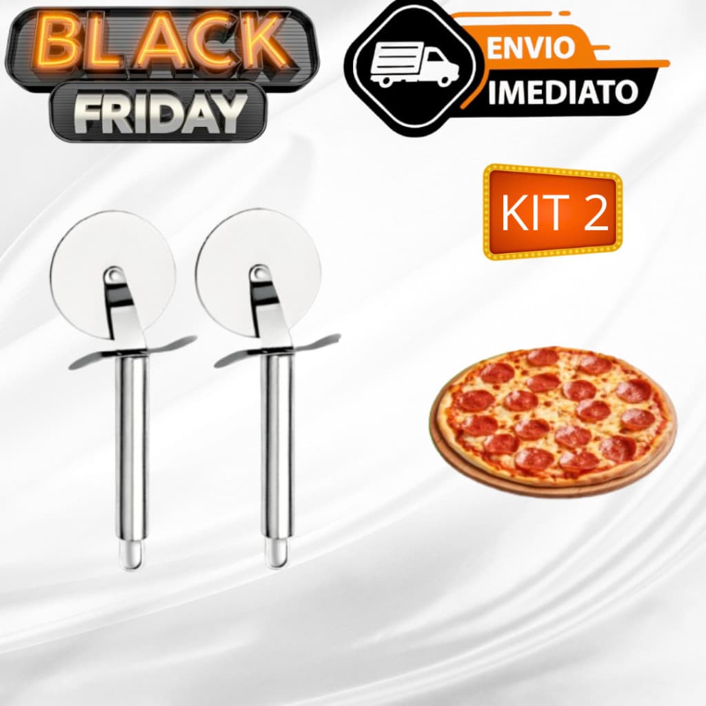 Kit 02 Cortador de Pizza Aço Inox Carretilha De Cortar Massa Resistente Para Cozinha Pizzaria