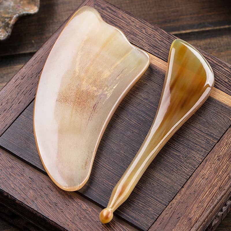 Natural autêntico chifre placa Gua Sha feminino facial beleza tendão vara pernas corpo inteiro Universal meridiano olho
