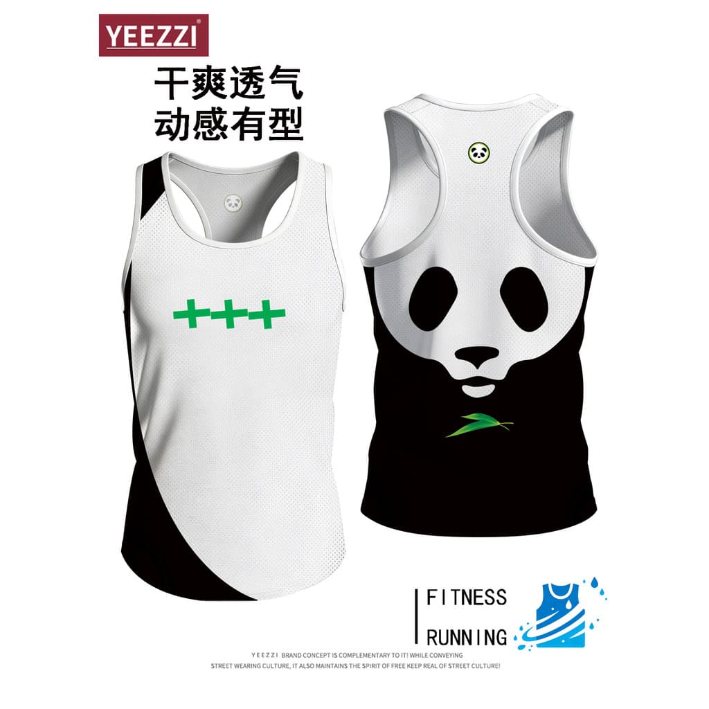 I-Back Panda Colete Nacional Trendy de Secagem Rápida Casal Esportes Correndo Top Maratona Profissional Corrida Manhã