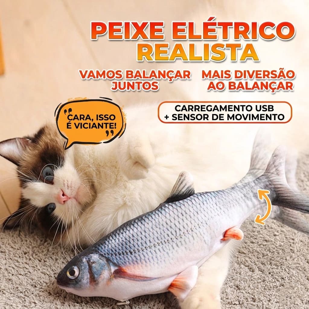 Brinquedo Interativo Para Gatos Peixe Elétrico USB Recarregável Para Cães