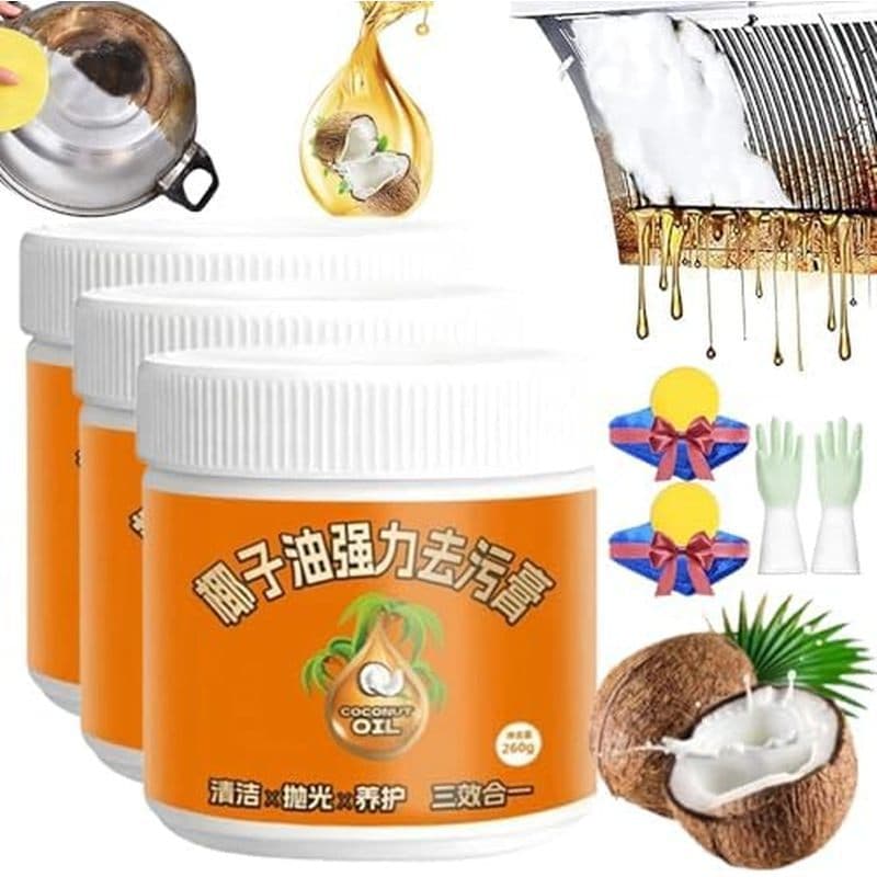 Limpeza Multifuncional De Óleo De Coco RJDJ & amp ; Pasta De Polimento , Limpador De Panelas De Aço Inoxidável , Natural