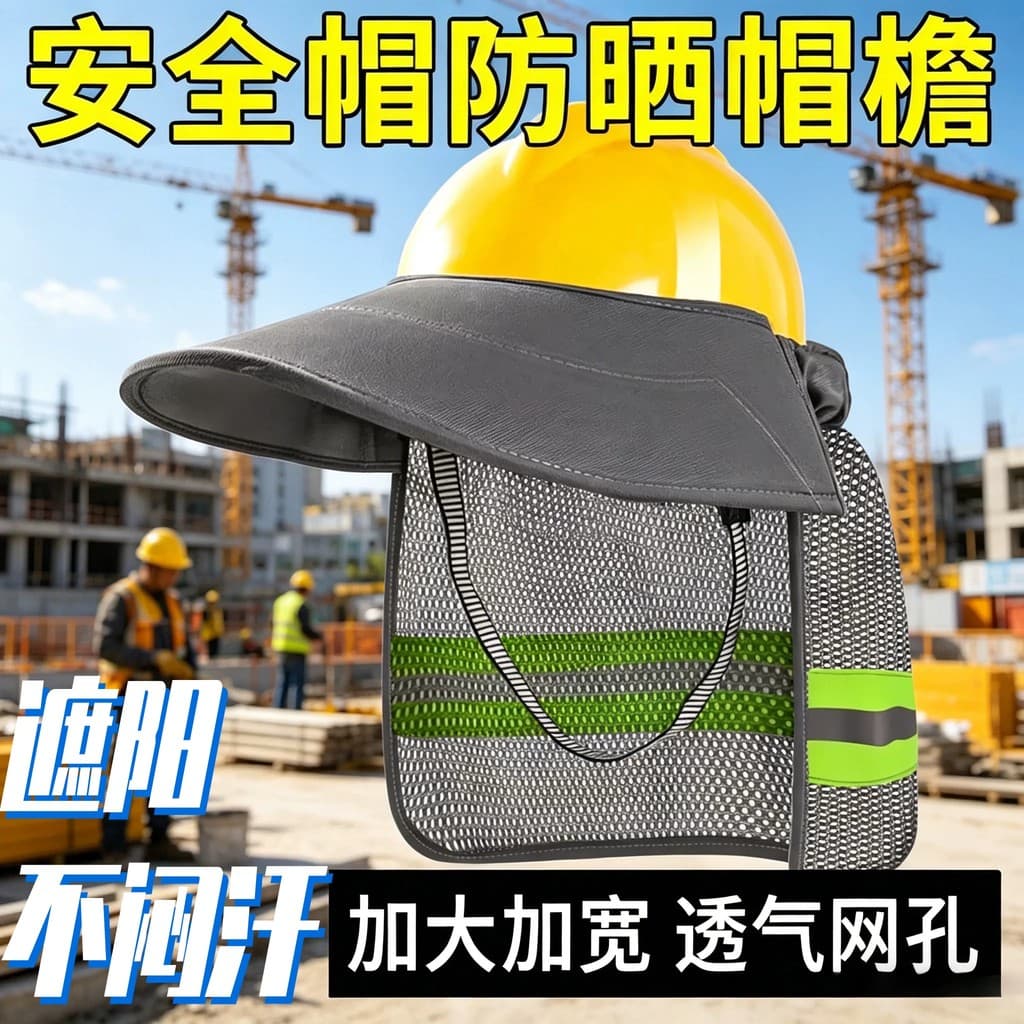 Capacete de segurança para canteiro de obras, protetor solar, aba, verão, Extra alargamento, chapéu de sol, construção W