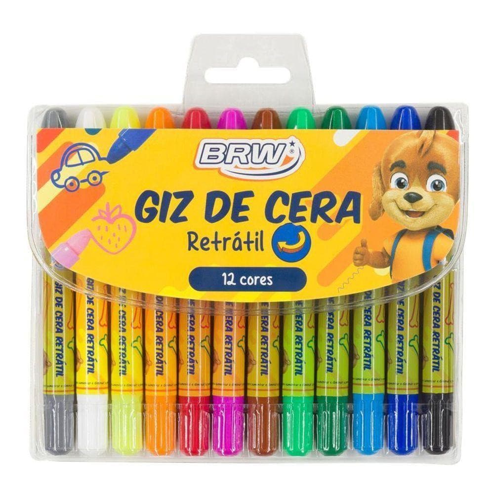 Giz De Cera Retrátil Com 12 Cores Brw