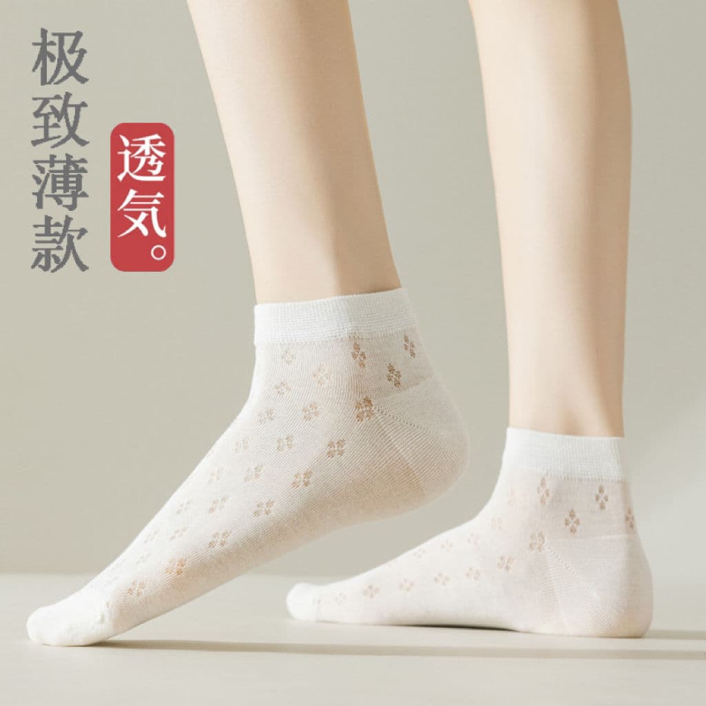 Meias femininas malha oca respirável meias finas primavera verão japonês simples cor sólida Casual All-Match meias (5 pa