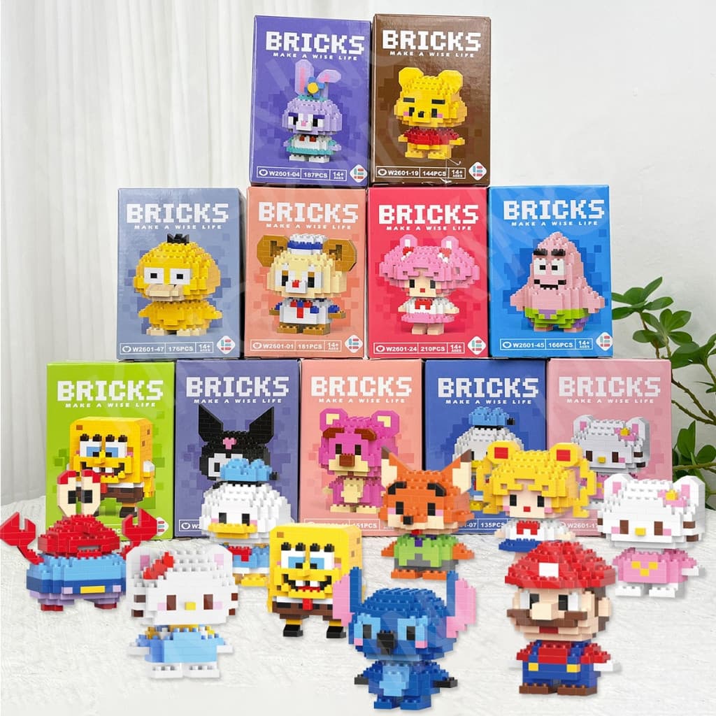 Figuras de Anime Stitch, Mini Blocos de Montar, Brinquedo Colecionável, Decoração Kawaii 3814