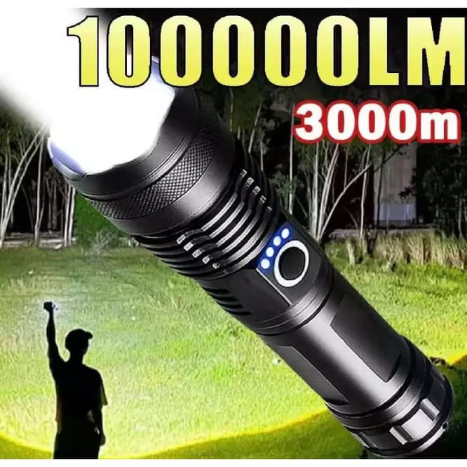 Lanterna Super poderosa T9 P50 poderosa lanterna de acampamento de fazenda de campo recarregável USB