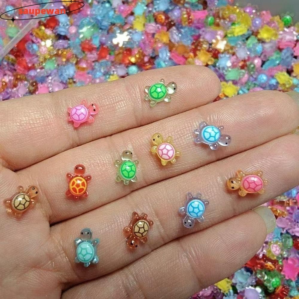 SAUPEWAN 100 Unidades De Tartaruga Luminosa , Mini Animais Que Brilham No Escuro DIY , Cor Dopamina