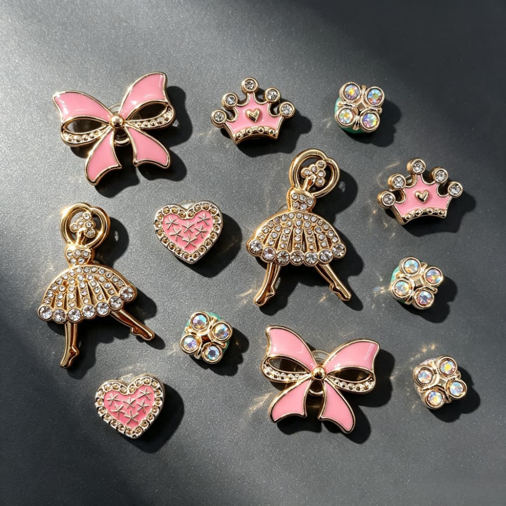 Bailado rosa Charms de sapato, DIY botões e pendentes decorativos de sapato, acessórios de sandálias e Clogs