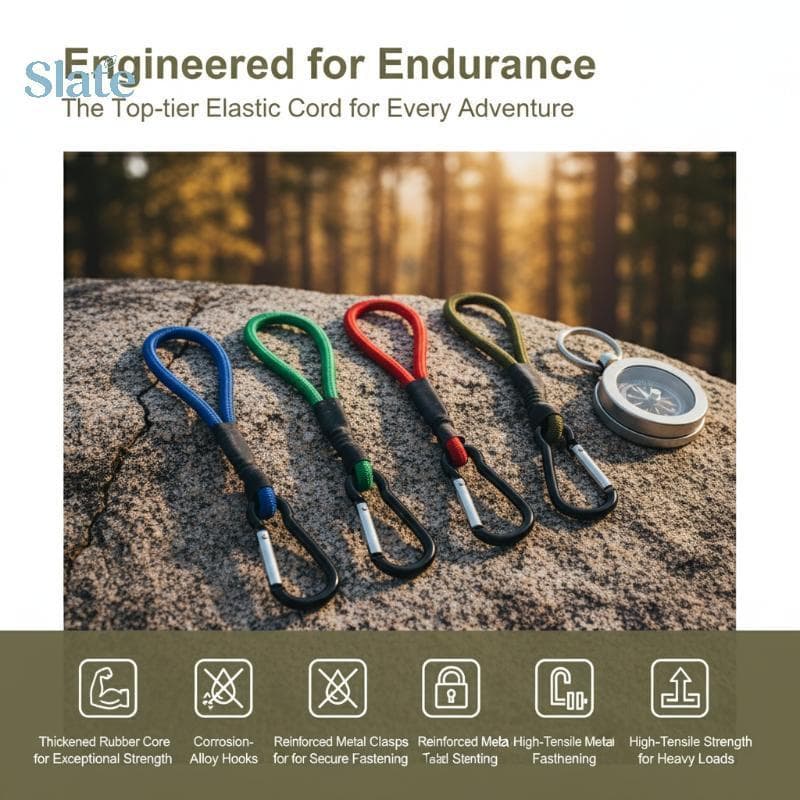 Cordão Paracord De Ardósia Com Mosquetão Resistente , 5 Cores , Corda Trançada De Longa Duração Para Acampamento Ao Ar L