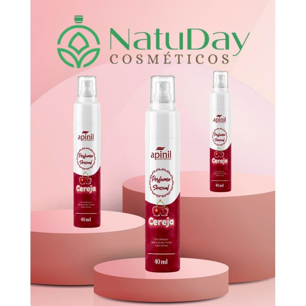 Kit 3 Perfumes Spray Perfumado Cereja 40ml Evita Mau Odor Apinil
