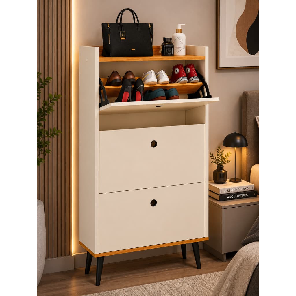 QUEIMA DE ESTOQUE! Sapateira Dark Hall de Entrada 3 Andares Multiuso Compacta Sala, Quarto e Lavanderia 18 Pares