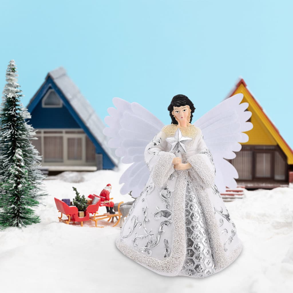 Casa 2023 Natal Decoração De Ano Novo Elegante Resina Branco/Ouro Leve Shopping Pano De Escritório Árvore De Topper Orna