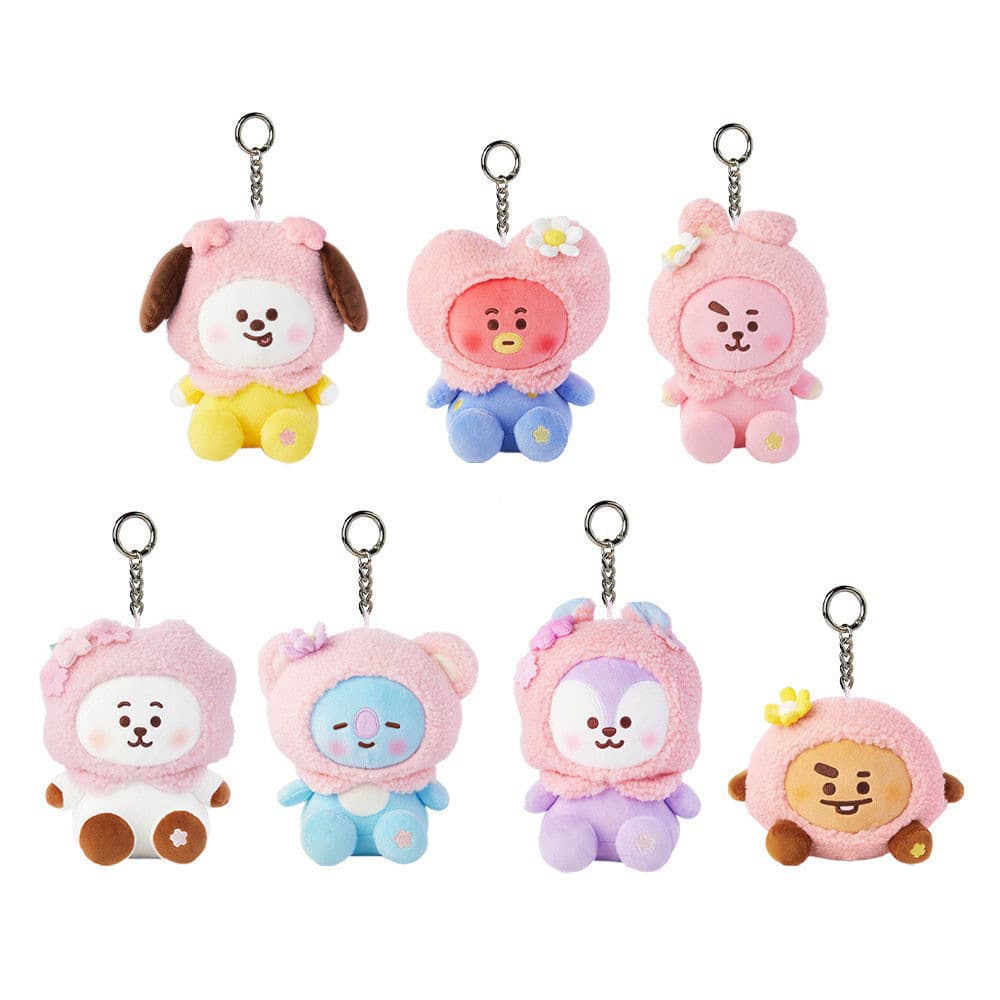 Kpop BTS BT21 Boneca De Pelúcia Primavera Flor De Cerejeira Pingente Chaveiro Bolsa De Presente Para Meninas