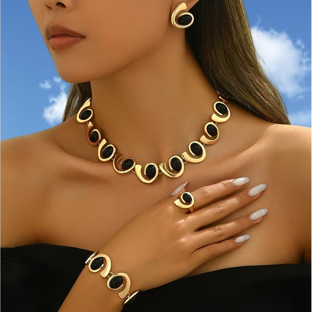 Tel: Geométrico Oval espiral caracol pingente colar pulseira anel luz luxo nicho moda High-End ZFCP