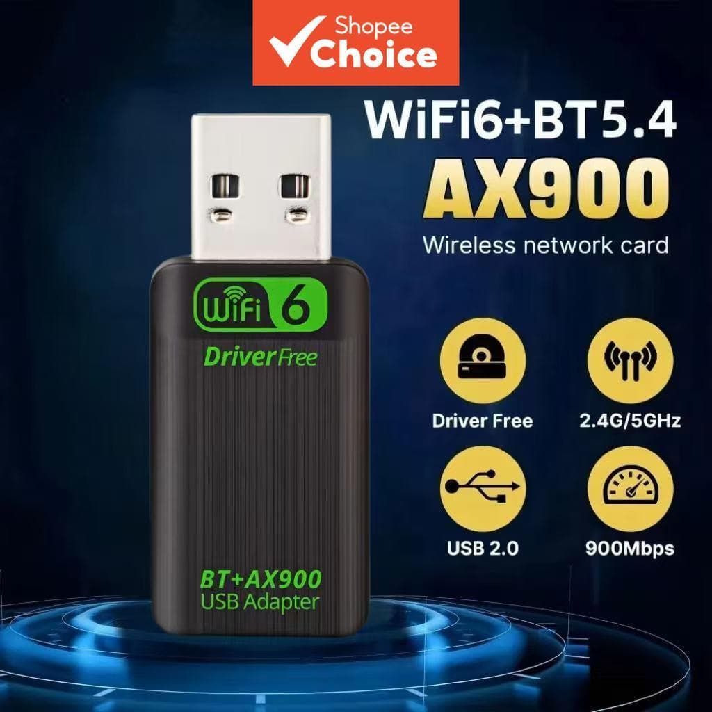 Adaptador USB WiFi 6 AX900 2.4G/5GHz Bluetooth 5.4 Sem Fio Banda Dupla, Dongle de Rede, Receptor WLAN, sem necessidade