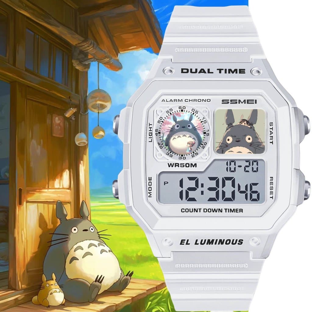 Relógio à Prova d'Água Popular do Totoro, Relógio Digital Pequeno Quadrado de Animação Hayao Miyazaki, Presente Terapêut