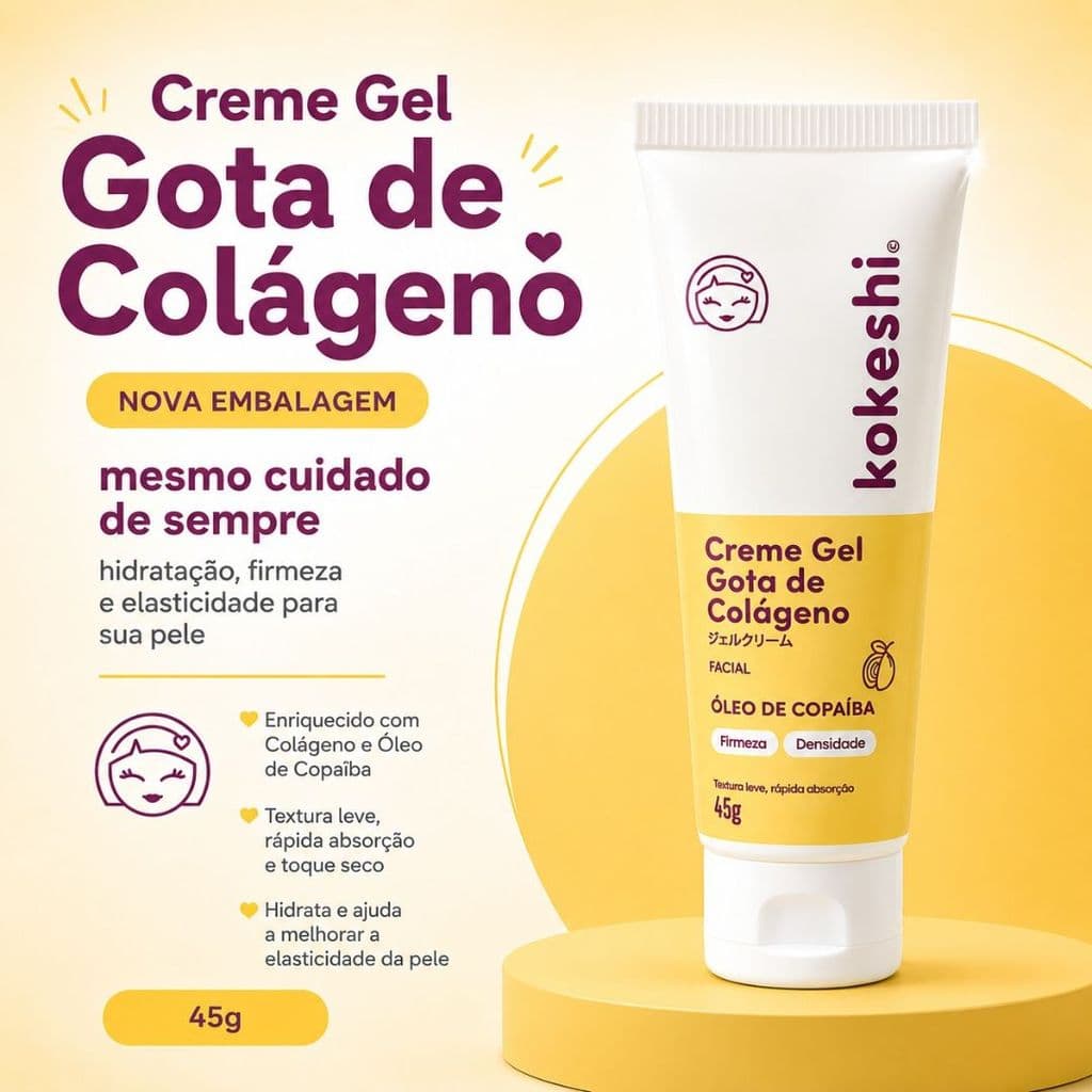 Creme Gel Facial Gota de Colágeno Kokeshi 45G
