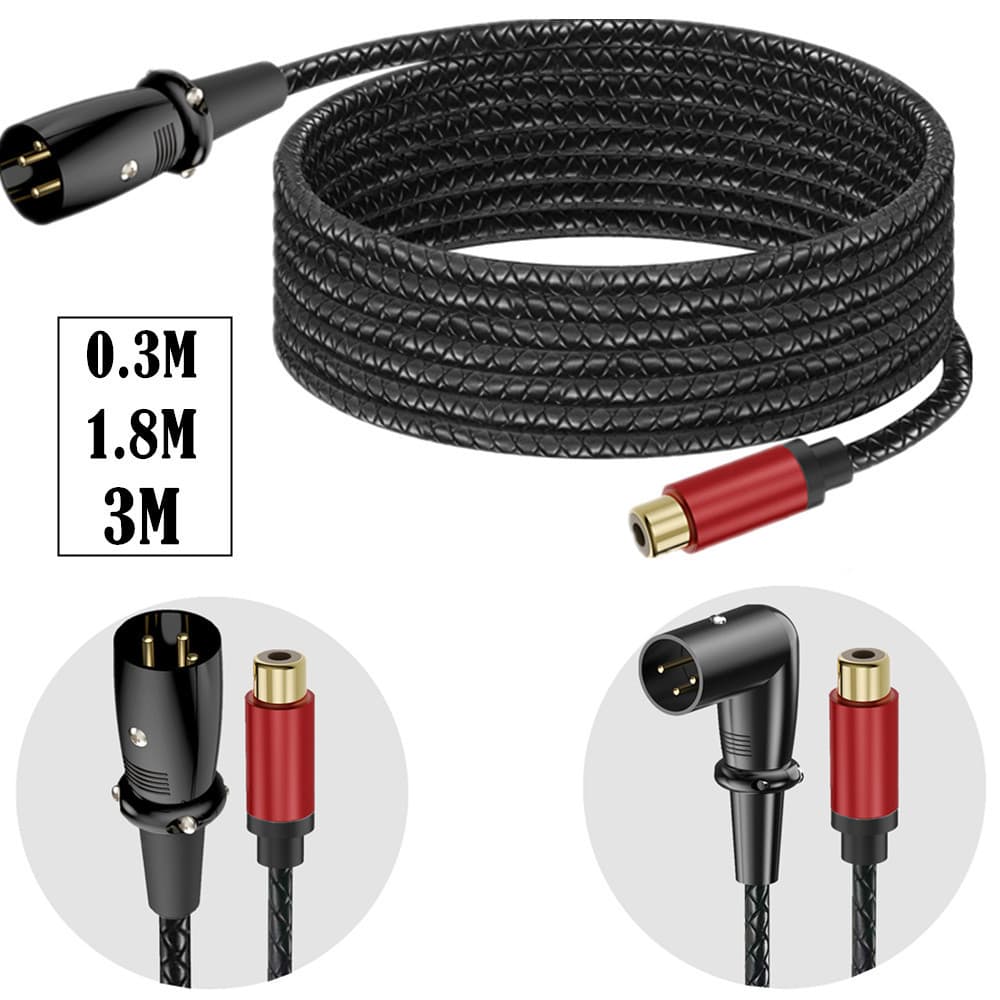 Cabo de áudio XLR para RCA | Cotovelo de 90 graus | Textura de couro Super macio Anti-dobra | Cabo adaptador de áudio Ca