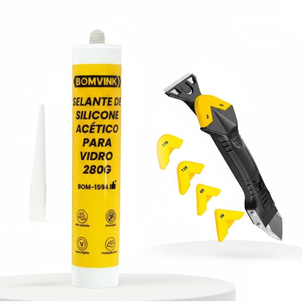 Kit Calafetação Silicone Acético 280g + Espátula Removedora